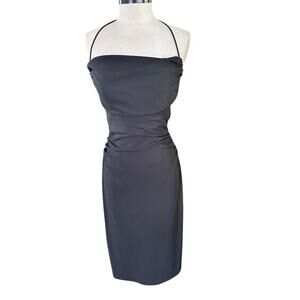 Vintage Nicole Miller Collection Black Halter Neck Sleeveless Midi Dress Size 6